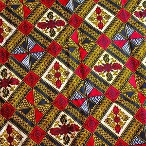Geometric Ankara Fabric, White Ankara Fabric, Red Ankara Fabric, Gold ...