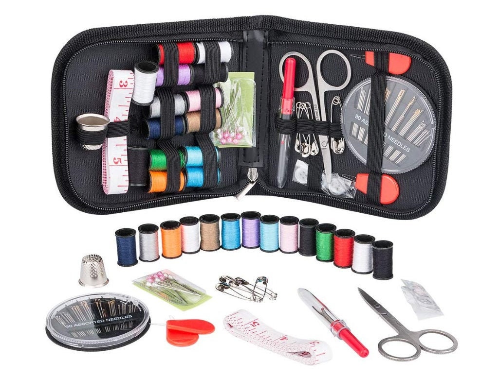 Portable Sewing Kit 32 Piece Travel Sewing Kit Fabric Sewing Kit Chain  Wristlet Strap Needle Threat Tape Measure Scissors Button Safety Pin 