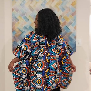 African Clothing For Women Plus Size Multicolor Ankara Top Oversized Kimono Colorful Poncho Ethnic Jacket Hippie Free Size image 6