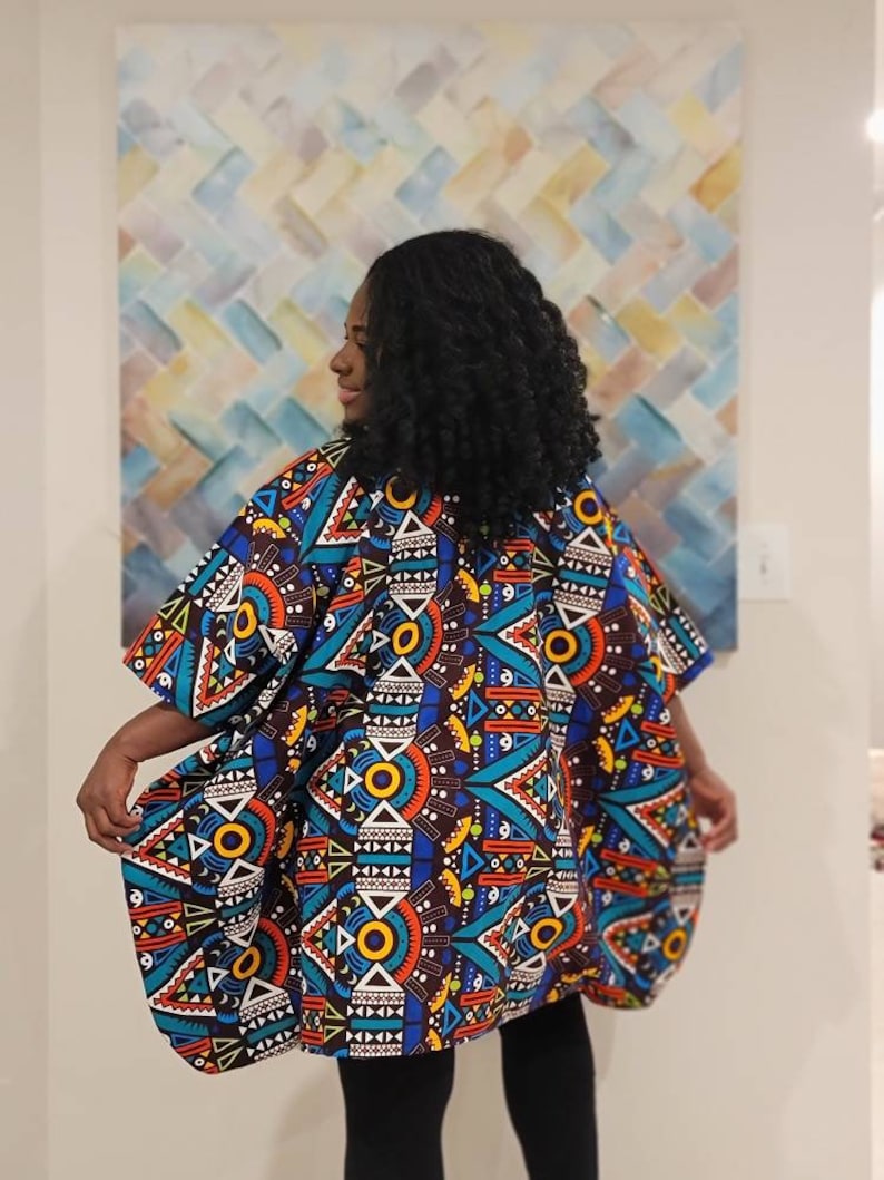 African Clothing For Women Plus Size Multicolor Ankara Top Oversized Kimono Colorful Poncho Ethnic Jacket Hippie Free Size image 6