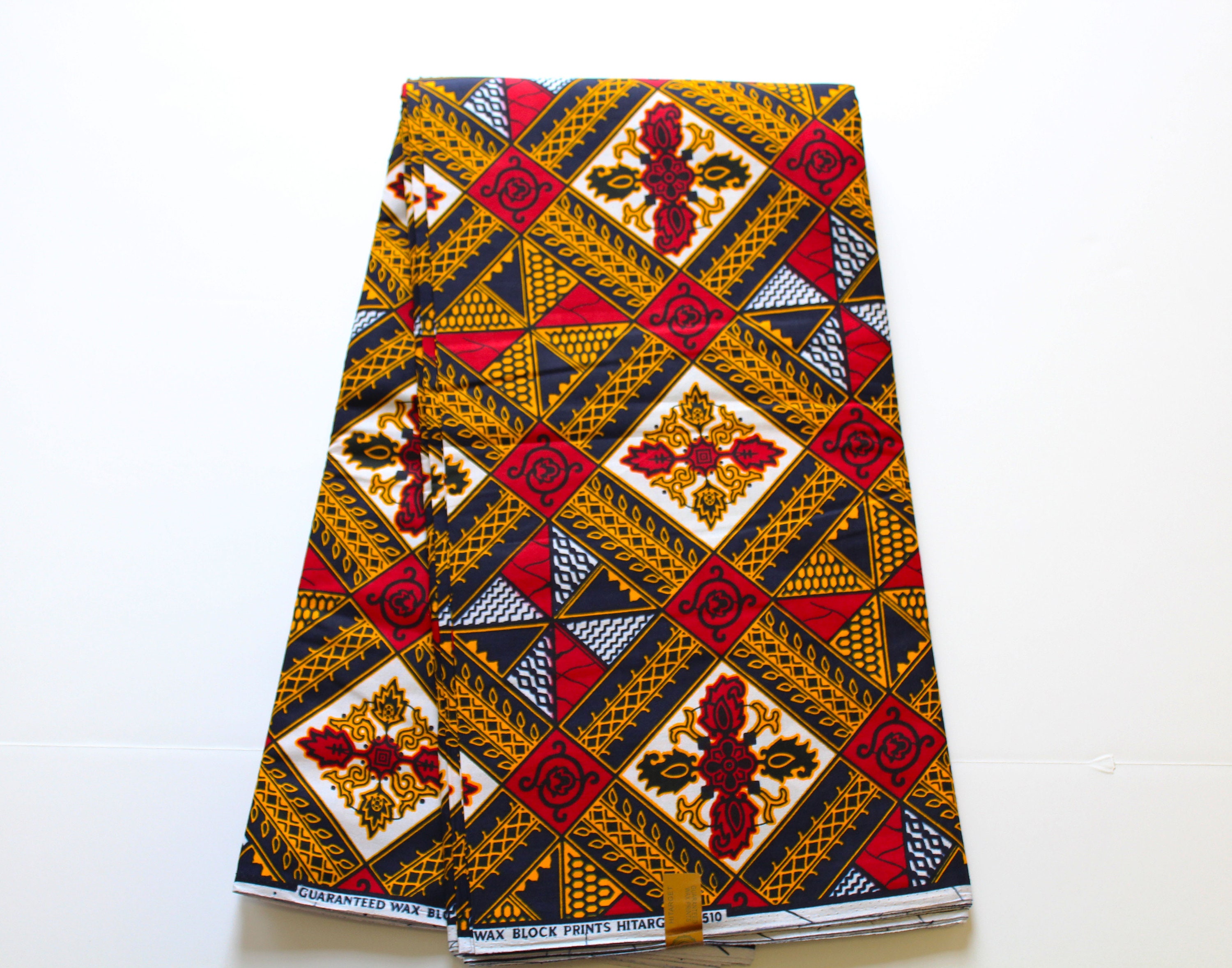 Geometric Ankara Fabric, White Ankara Fabric, Red Ankara Fabric, Gold ...