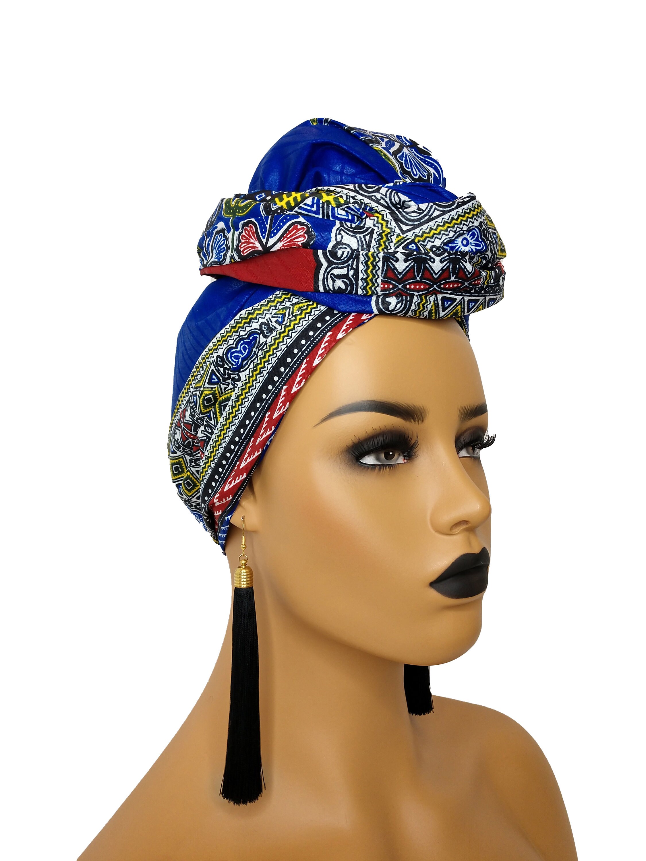 African Head Wraps for Women Royal Blue Dashiki Headwrap | Etsy