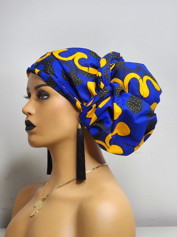 Blue and Gold Patterned Headwrap Ayo Sun Flare main image 2