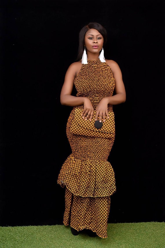 African Prom Dresses For Women Mermaid Earthtone, African Clothing For Women, Ankara Bodycon Dress, Dashiki,