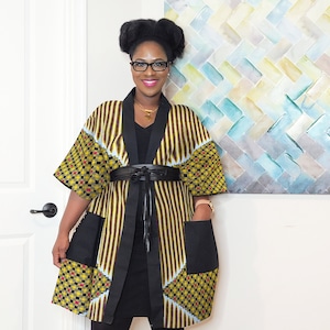 African Print Kimono Jacket Style for Women | Plus-Size Ankara Top | Oversized Kimono Duster in African Print | African Ankara Robe for Her