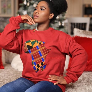 African Sweatshirt for Women and Men Map of Africa Sweatshirt Ankara Sweater African Gift Kente Sweatshirt for Black History Month image 2
