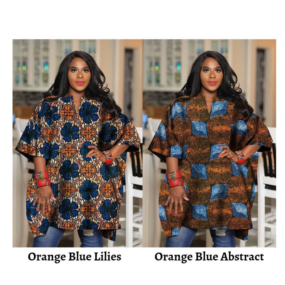 African Clothing for Women Plus Size Ankara Top Orange | Oversized