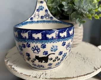 Unikat Polish Pottery Bowl 13” Signed T Liana Ceramika Artystyczna