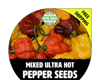 Pepper Seeds - MIXED ULTRA HOT -  Carolina Reaper, Ghost, Habanero, Bhutlah, Scorpion, 7 Pot, & More - Garden Heirloom World's Hottest
