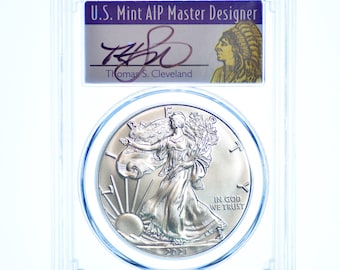 2021 S AMERICAN SiLVER EAGLE - MS70 PCGS FDOi - Thomas Cleveland Signed - San Francisco United States Mint State Coin Bu Uncirculated Gem