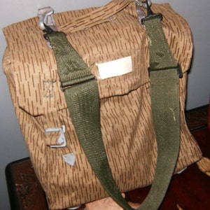 East German Military Rain Camo Bag / Backpack - 70s-80s Cold War E. German Water Resistant Army Ruck Sack
