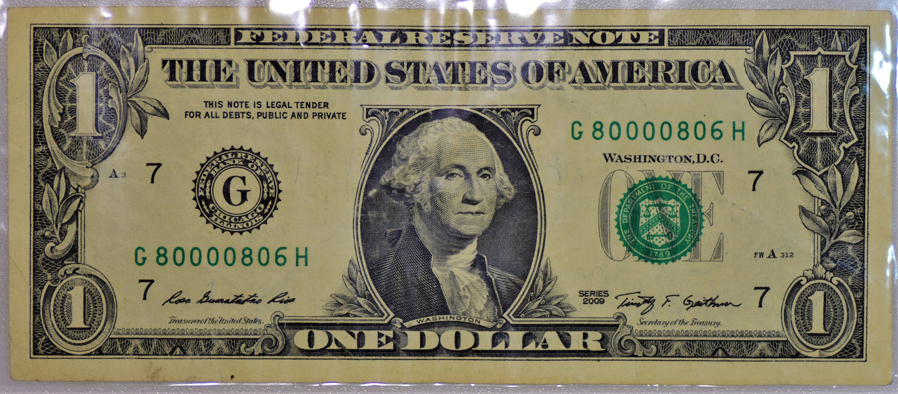 RARE 1 DOLLAR Bill Circulated 2009 One Note Serial Number Etsy