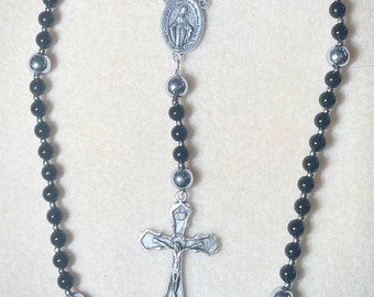 Onyx Rosary with Hematite Accents