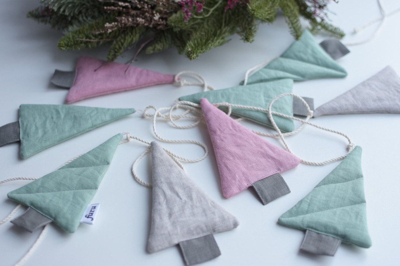 Festive Christmas / Christmas Garland / Pink Green Tree Etsy