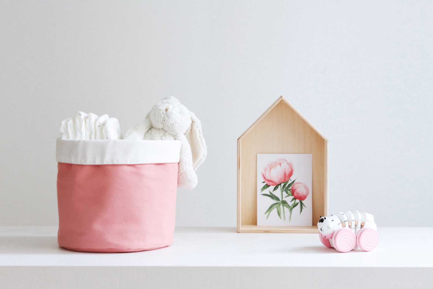 pink storage baskets nursery