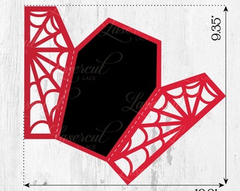 Goth coffin card with spiderweb SVG, Gothic wedding invitation DXF, Coffin Horror Greeting card cut file