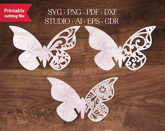 Butterfly vector cutting file, Cricut SVG cut vector, Butterfly table place cards, Party guest cards, name card, Wine Glass seating card SVG
