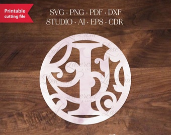 SVG Monogram initial letter I, papercut and laser cut file template, svg file for Cricut, Silhouette Cameo, vinyl cut clipart, monogrammed