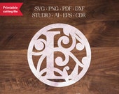 Circle L monogram svg, Monogram letter «L» SVG template. One monogram initial (8 file formats). Print, laser cut or use for your Cricut