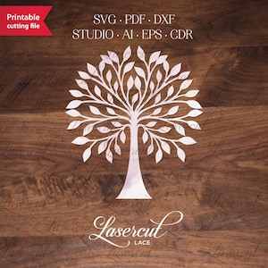Laser cut tree vector teplate SVG, DXF, Studio. Tree Vector cutting file for Silhouette, Cricut or laser cutting. 7 file formats