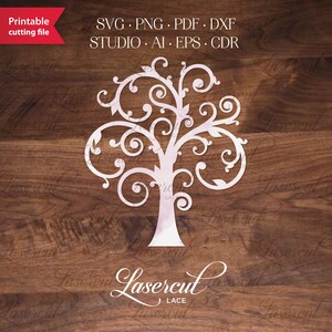 Cameo Laser cut tree SVG file. Family tree vector for Silhouette. SVG DXF tree vector. Wall decorative tree. Vinyl decal template.