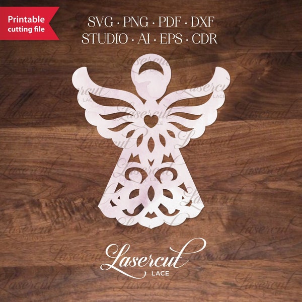 Cricut Silhouette Angel Template vector. Laser cut vector SVG decoration (8 file formats, Silhouette Cameo, Laser Cut Lace), Communion SVG