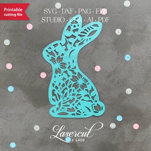 SVG Osterhase Hase Form Vorlage. Floral niedliche Hase Silhouette. Frohe Ostern SVG. Drucken, laserschneiden oder für Cricut verwenden
