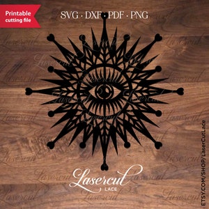 Himmlische Mandala, schützendes Auge svg, böses Auge svg Papier geschnitten Datei, Dxf Sonne Mond, All sehendes Auge, Geist Auge svg, Wicca Magic SVG