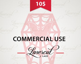 COMMERCIAL LICENSE for digital vector template - LaserLace_238. Digital template is NOT included. Goth coffin card with bat spiderweb svg.