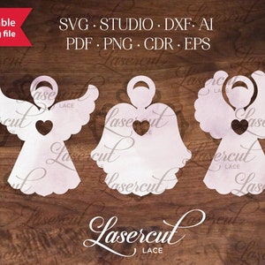 Drei Weihnachtsengel SVG Vorlage. Druckbare Vektor Geschenkanhänger (Cricut, Silhouette), Kommunion Engel DXF • Osterengel