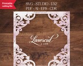 Floral square frame template for laser cutting. SVG DXF vector (Silhouette, Crucit, Laser cut)  Digital file, 7 formats • Frame SVG