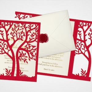 Fichier coupé d’invitation d’arbre de mariage, invitation de carte découpée au laser avec arbre, taille standard 6x8,5 », modèle de carte d’histoire d’amour Cricut et Silhouette