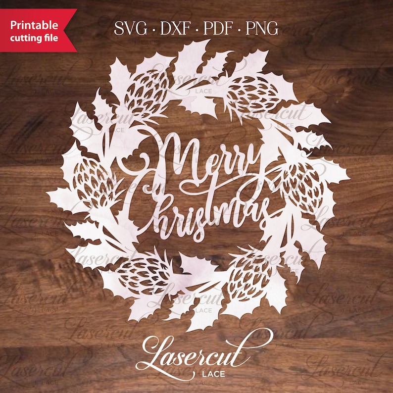 Christmas foliage Wreath svg cut file Pine cones and Holly | Etsy