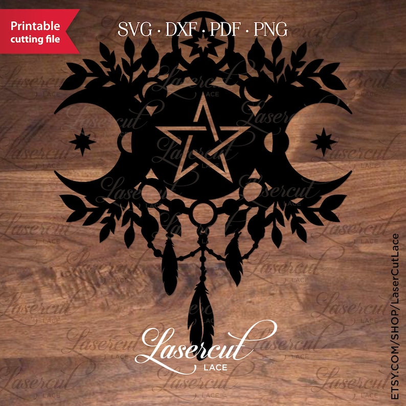 Download Triple Moon SVG cut file Celestial Art lasercut template ...