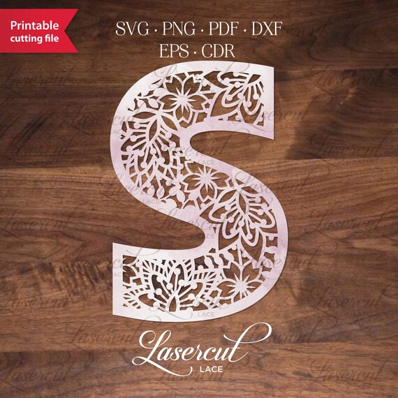 Download Svg Letter Papercut Template Monogram Alphabet Letter S Initial Laser Cut Vector File Floral Letter Cricut