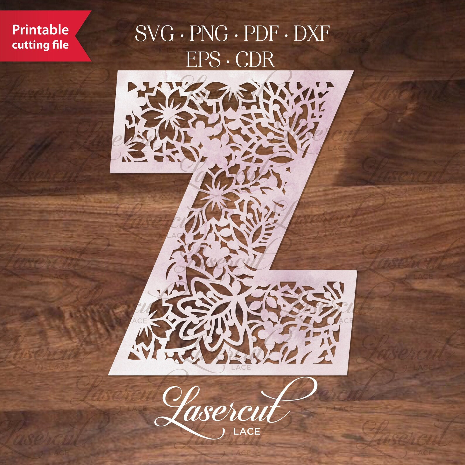 Letter Inset Design Letter Z Filigree Inset, Floral Summer Monogram Initial Alphabet Letter ...