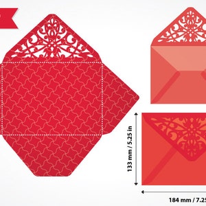 Laser cut SVG Envelope Template for wedding invitation or greeting card, Printable Papercut/ 7 vector formats / Silhouette Cameo, DXF, SVG