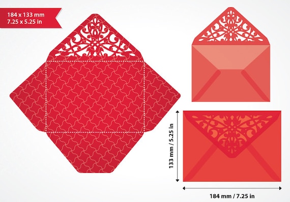 Laser Cut Svg Envelope Template For Wedding Invitation Or Etsy