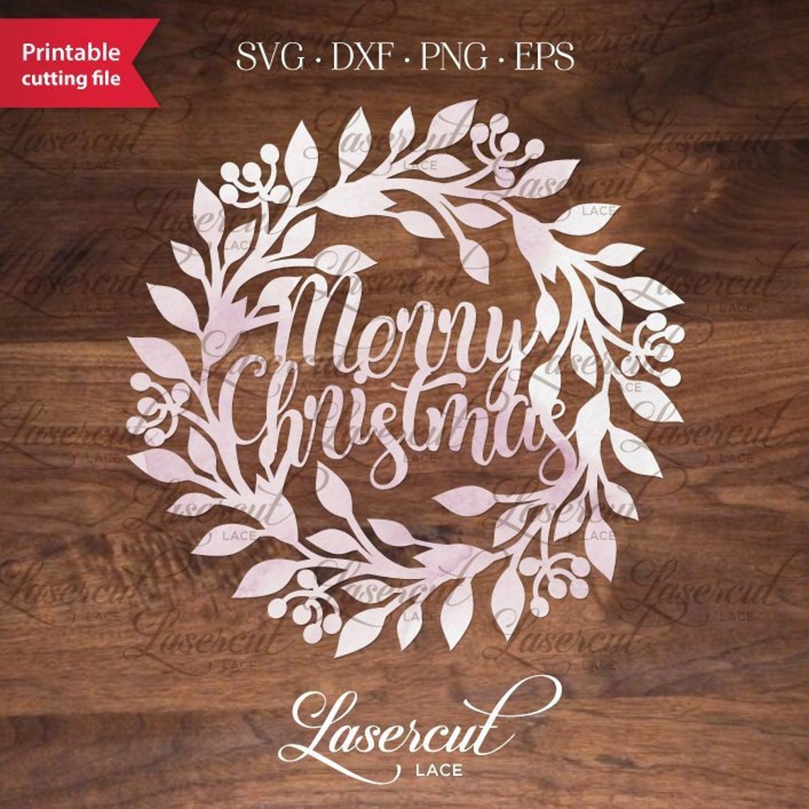 Merry Christmas Svg Cut File Wreath Template, SVG Decoration, Laser ...