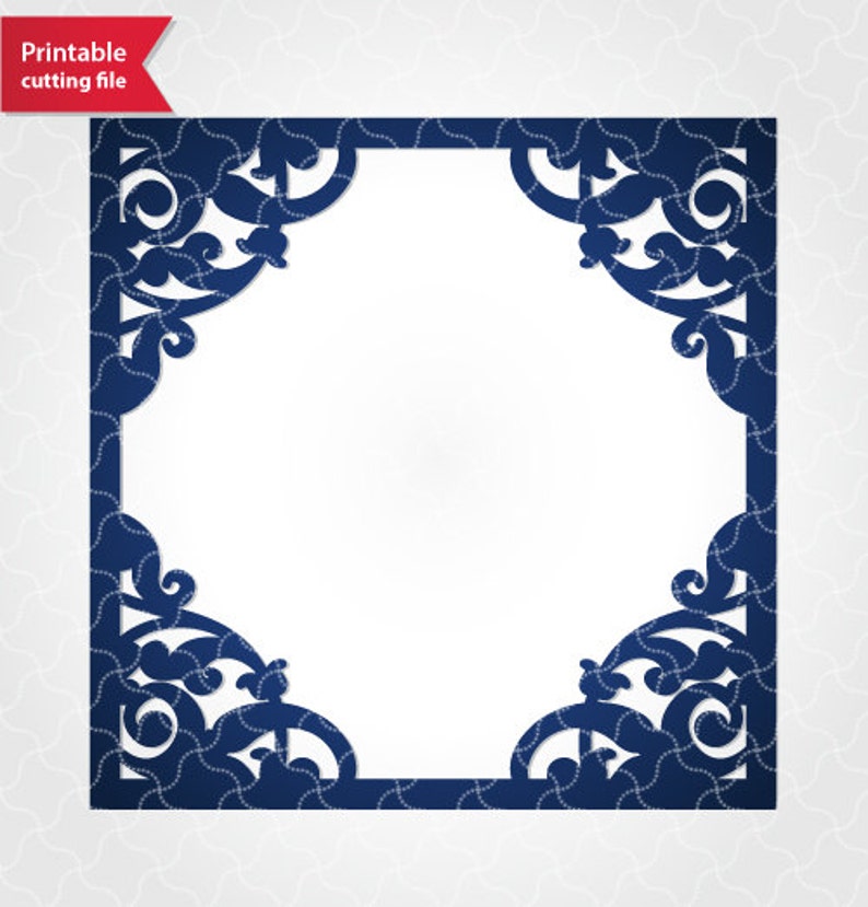 Download Floral square frame template for laser cutting. SVG DXF ...