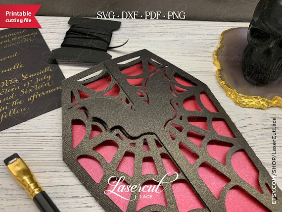 Download Gothic Coffin Card Bat Spiderweb Svg Halloween Party Spooky Etsy