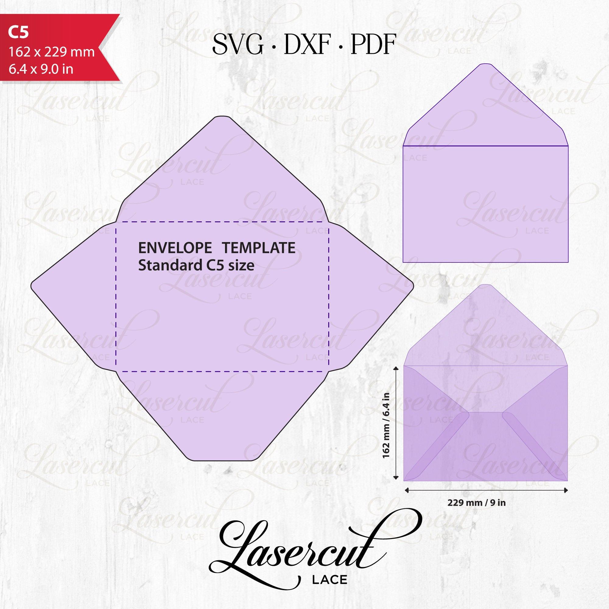 Standard C5 International Size SVG Envelope Template Lasercut Etsy
