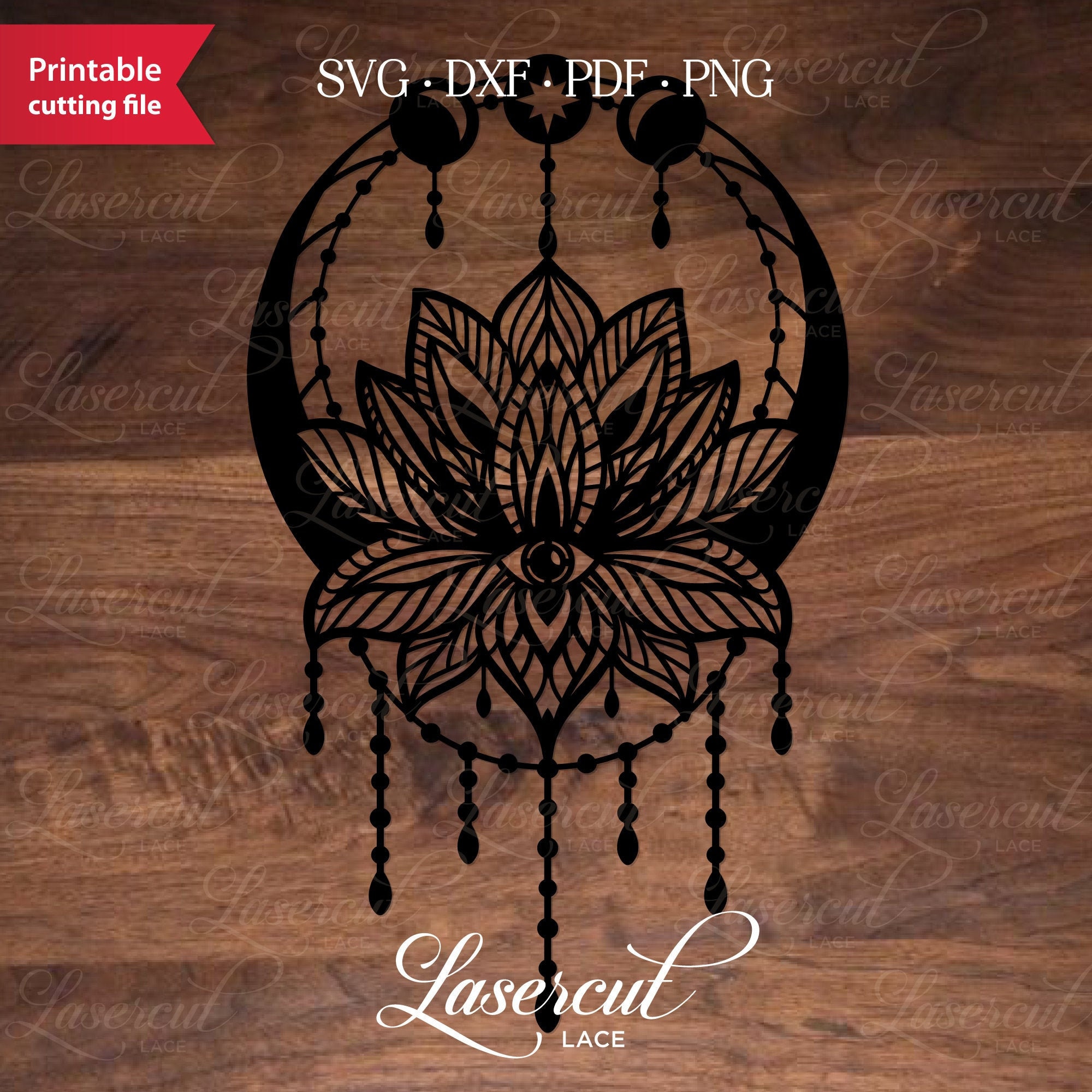 Download Lotus Mandala Svg Cut File Crescent Moon Sacred Lotus Flower Etsy