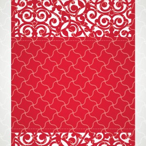 May include: Printable cutting file for a red and white wedding invitation with a decorative floral pattern. The file is designed for laser cutting.