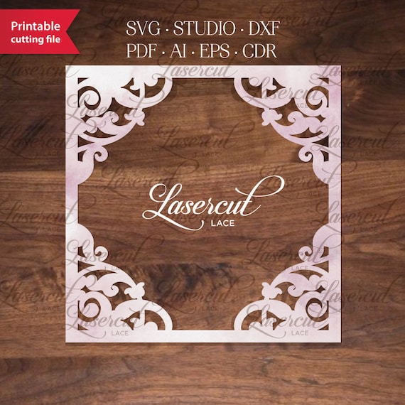 Download Floral Square Frame Template For Laser Cutting Svg Dxf Vector Etsy