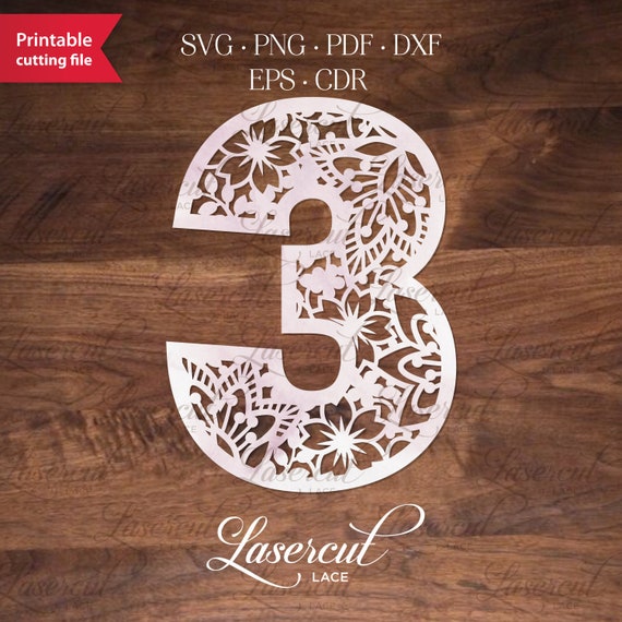 Download Number 3 Three Svg File For Cricut Floral Numbers Cupcake Etsy