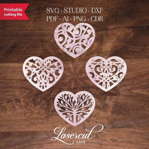 Silhouette Cricut heart Valentine svg template ai eps dxf ...