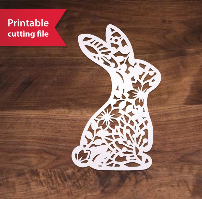 Download SVG Easter bunny rabbit shape template. Floral Zentangle ...