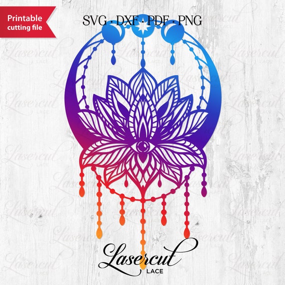 Download Lotus Mandala Svg Cut File Crescent Moon Sacred Lotus Flower Etsy
