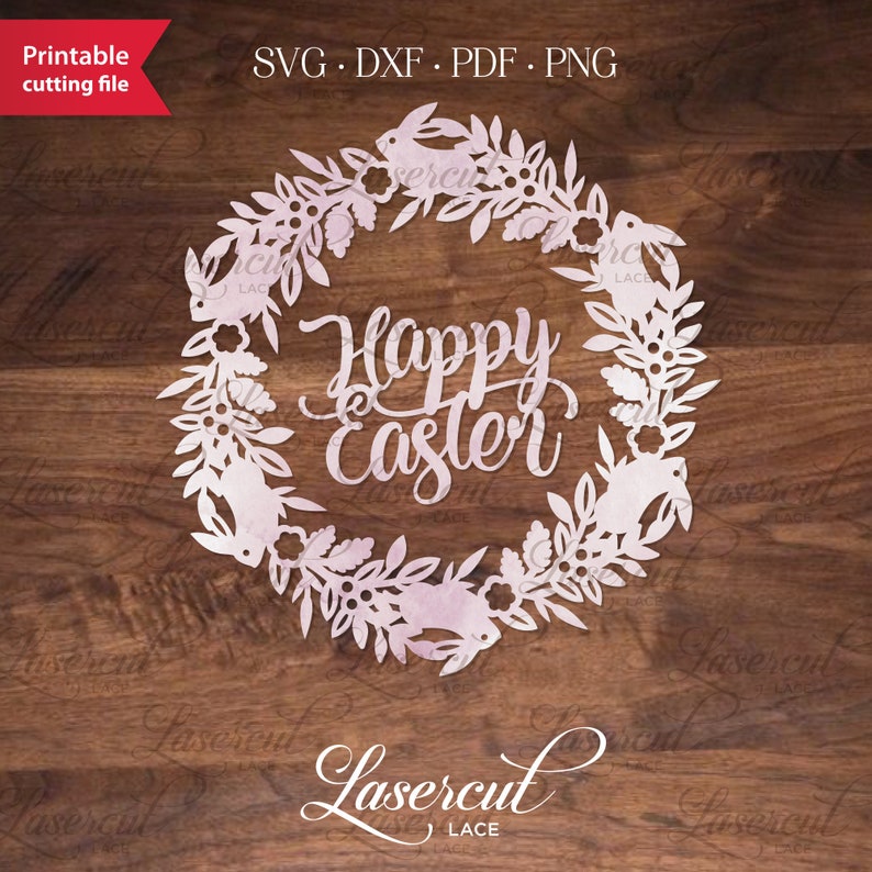 Happy Easter Rabbit Wreath Svg Cut File, Easter Home Decor Cutting ...